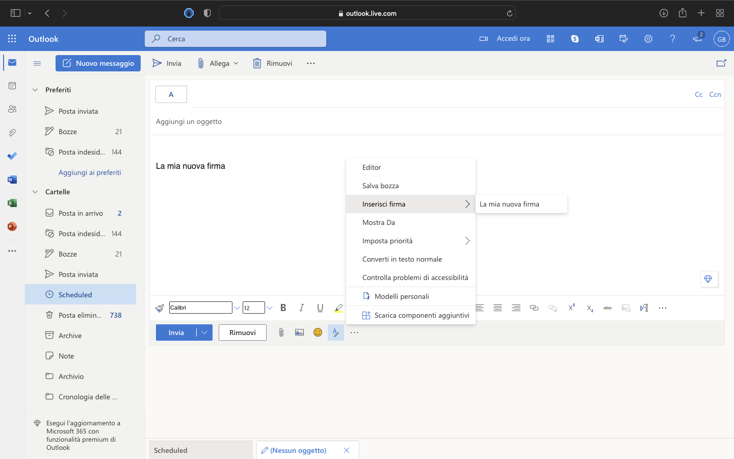 Schermata posta elettronica outlook Schermata posta elettronica outlook