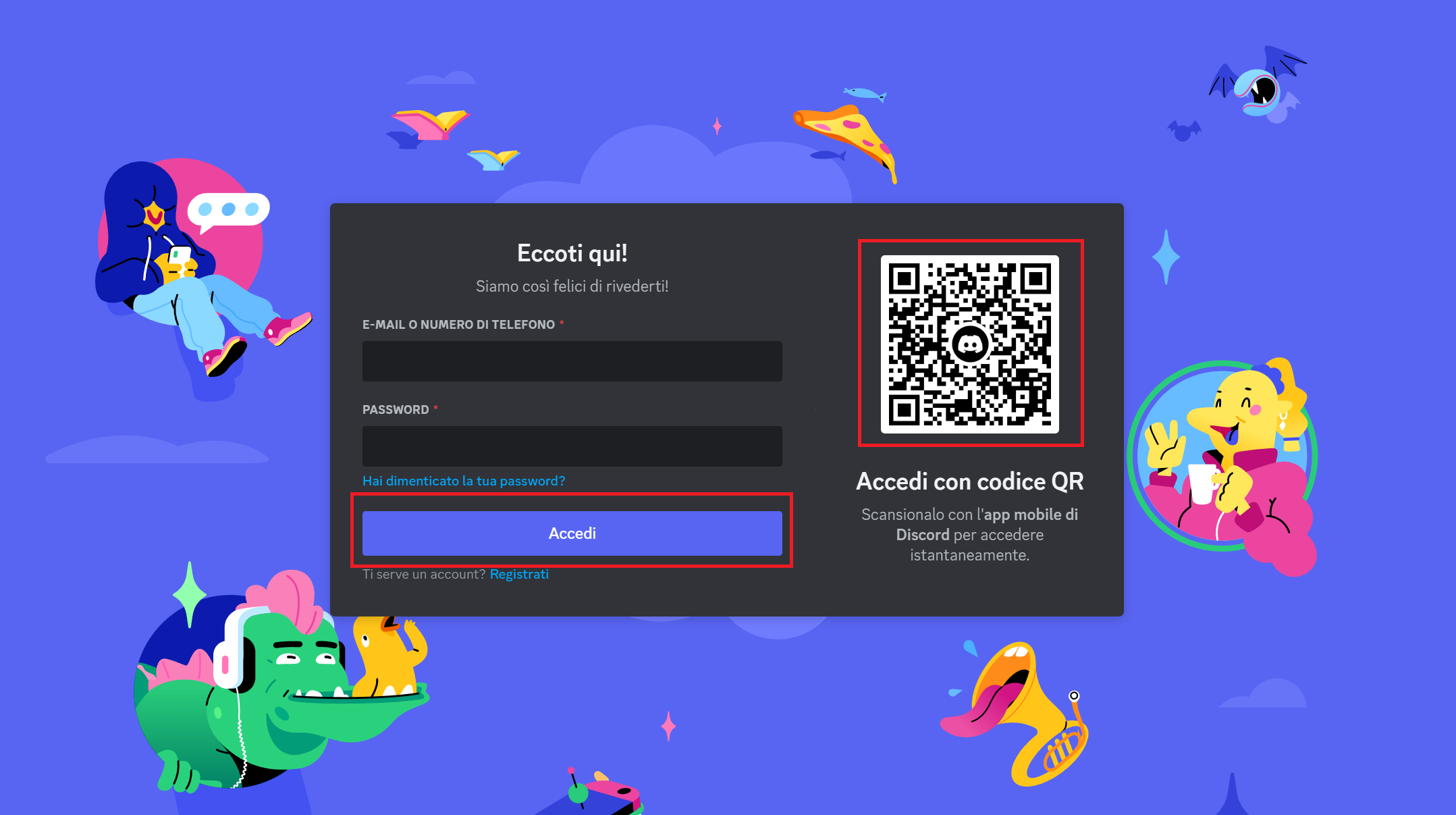 Accedere a Discord Accedere a Discord
