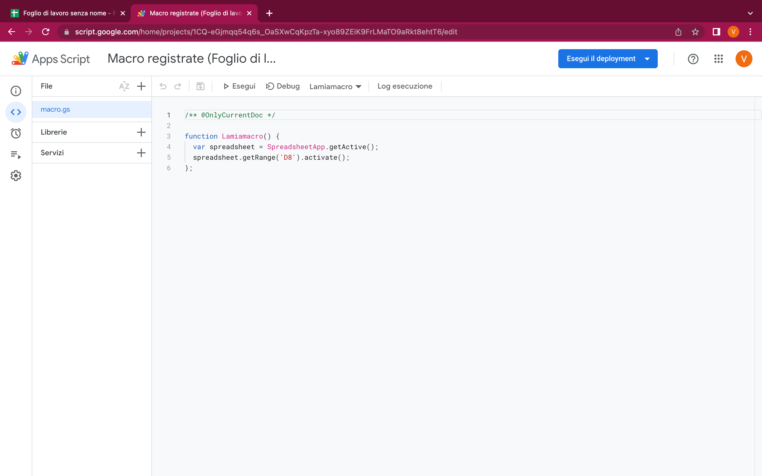 Fogli Google Fogli Google