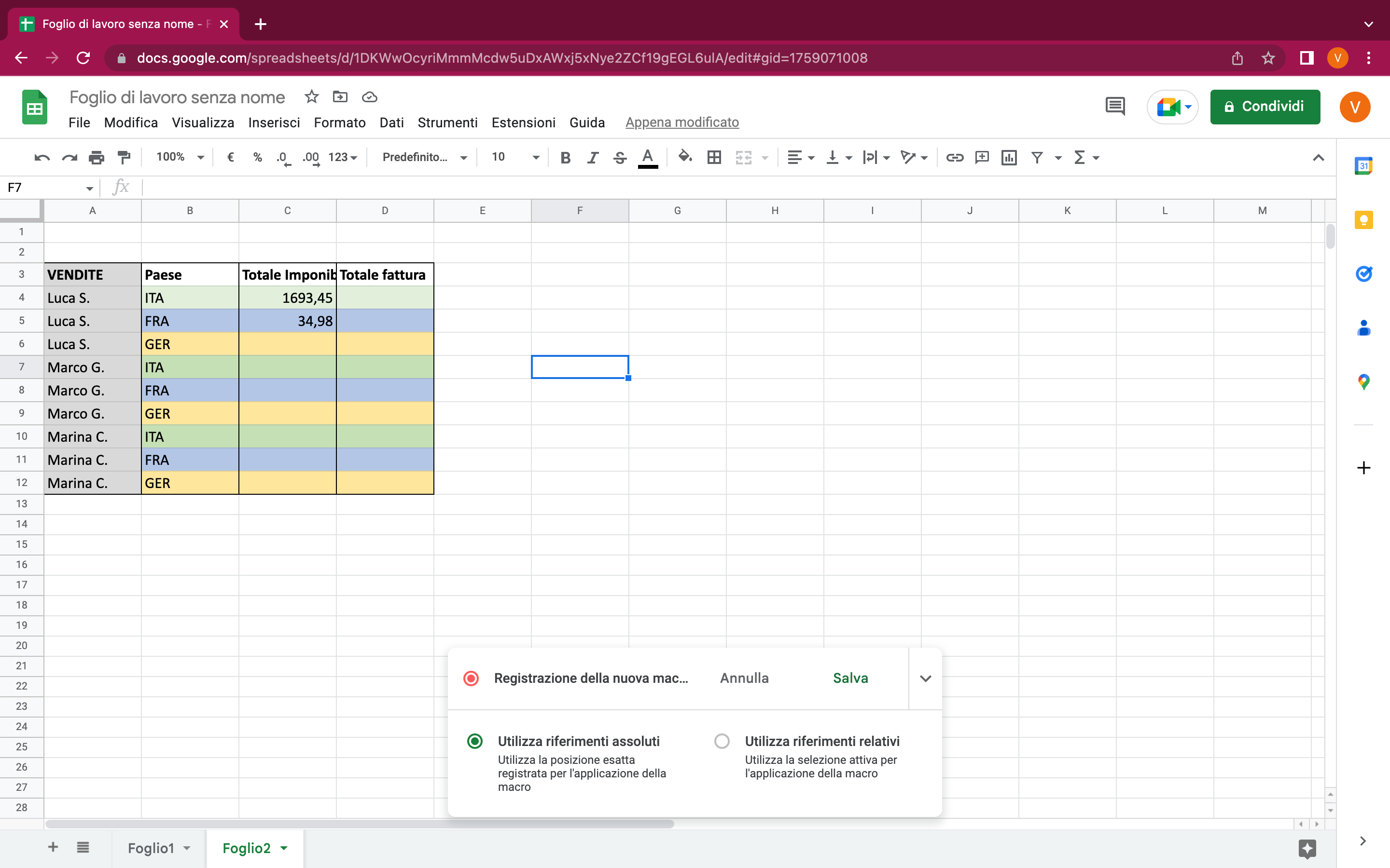 Fogli Google Fogli Google