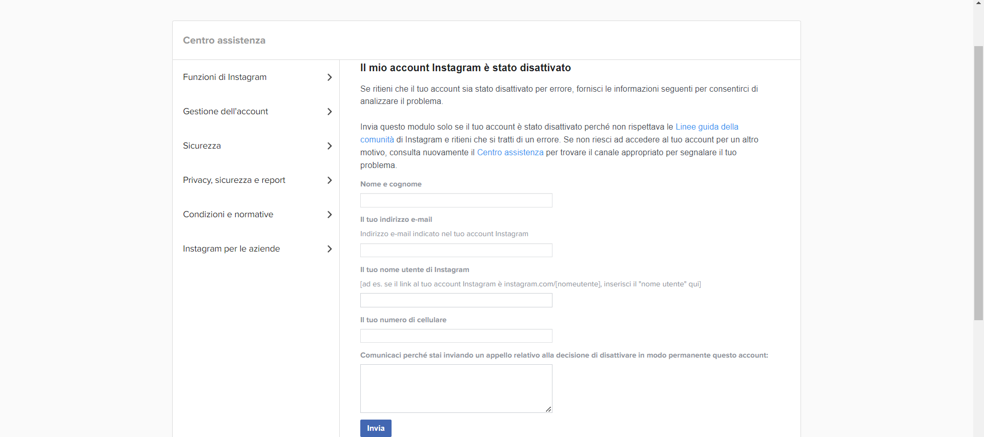 Riabilitare account instagram Riabilitare account instagram