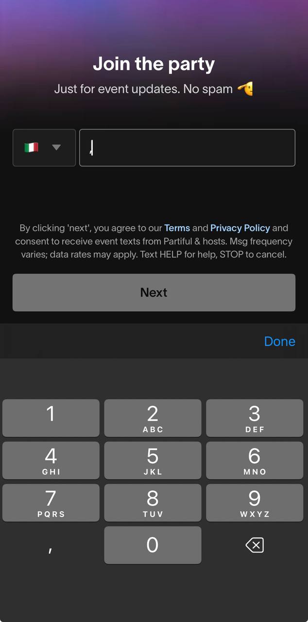 Iscriversi a partiful Iscriversi a partiful