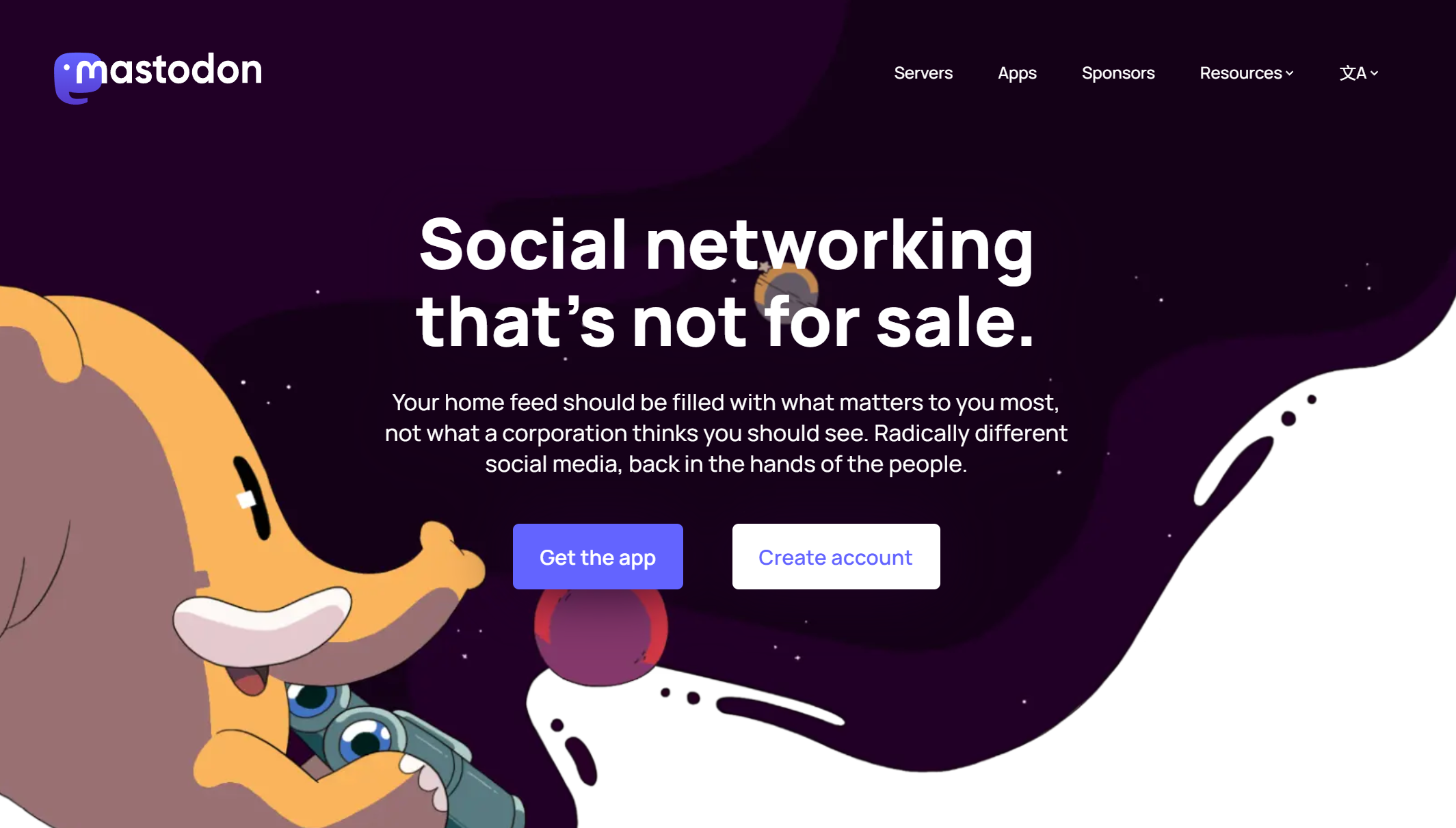 Mastodon home page Mastodon home page