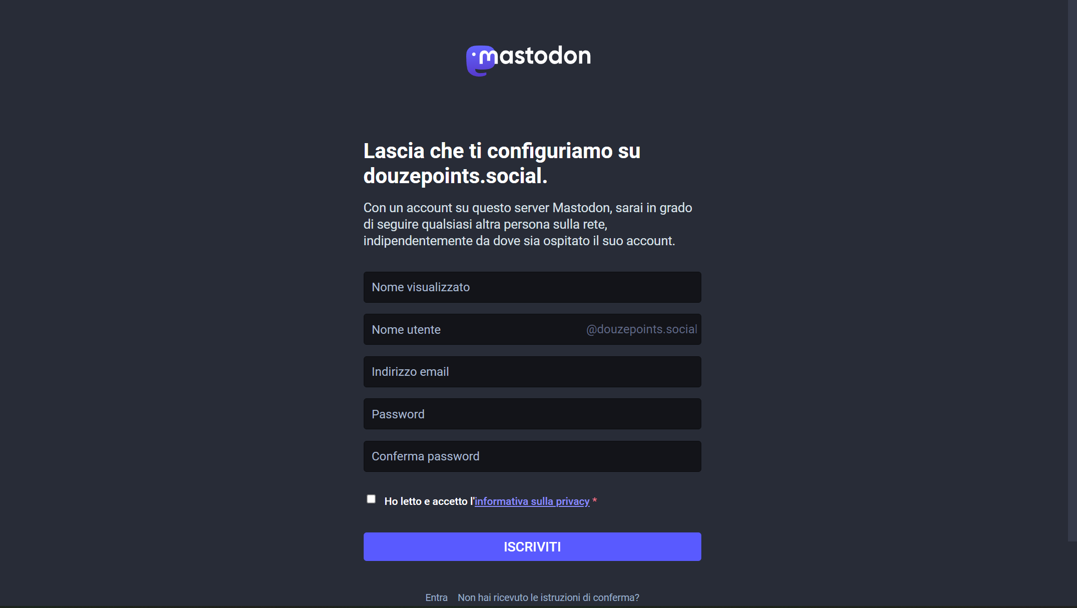 Mastodon creare un account
