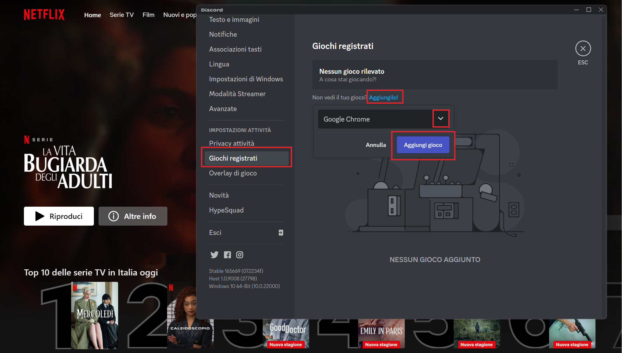 Schermata Giochi Registrati Discord Schermata Giochi Registrati Discord