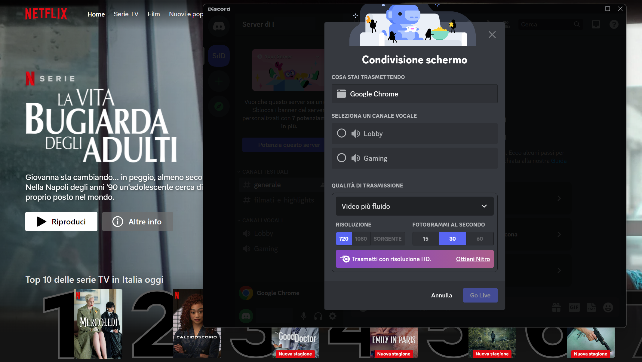 Condivisione dello schermo con Discord Condivisione dello schermo con Discord
