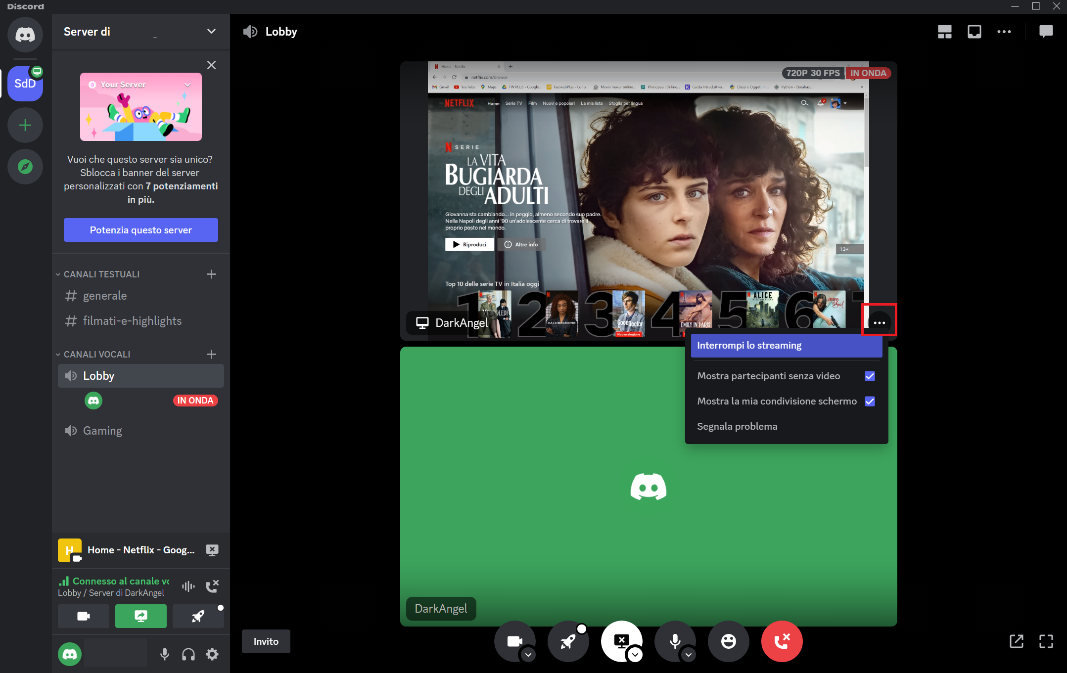 Interrompere lo streaming con Discord Interrompere lo streaming con Discord
