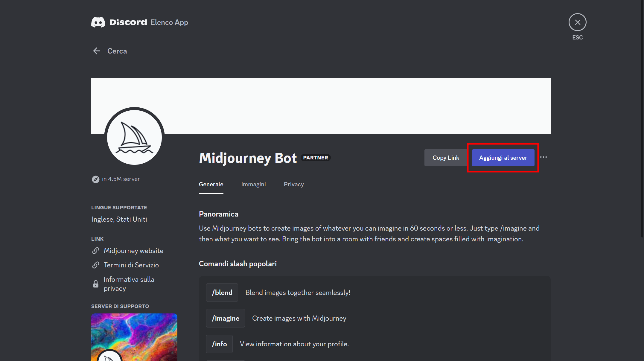  aggiungere l’app Midjourney Bot al server Discord