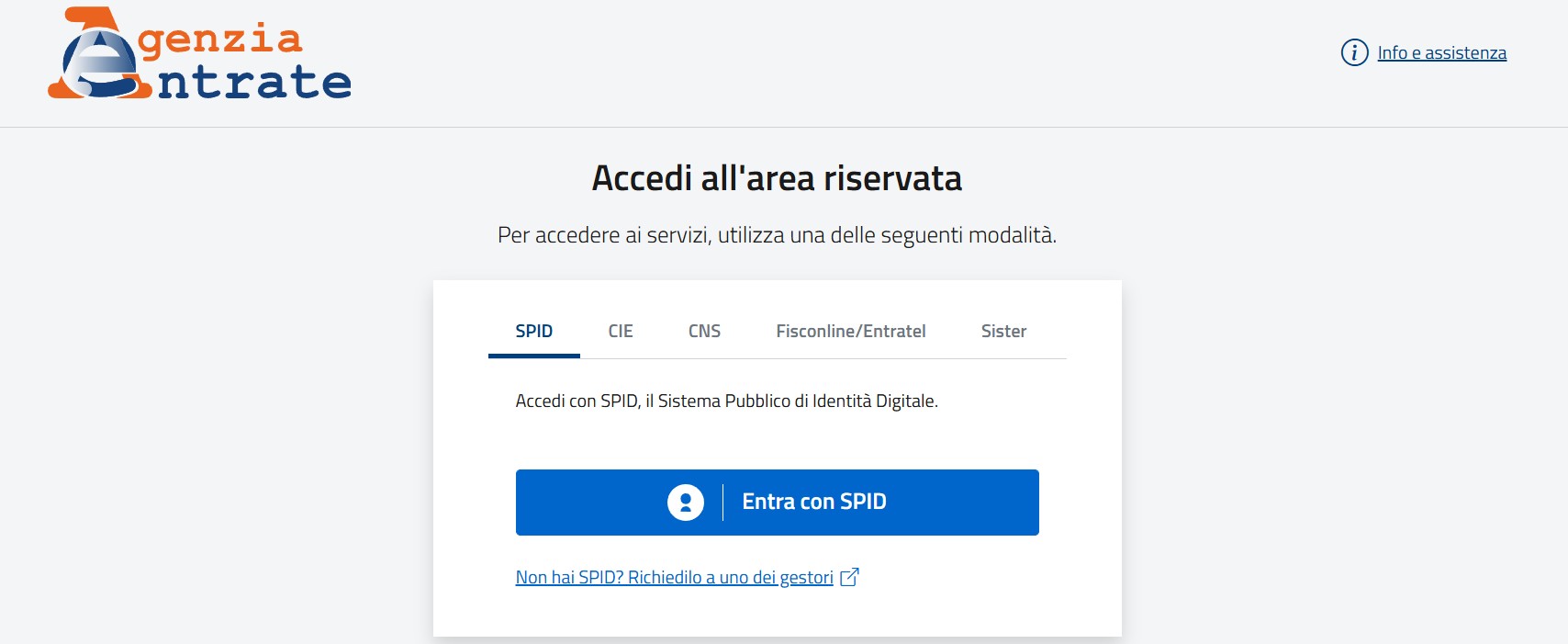 Login agenzia entrate spid