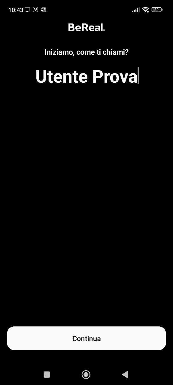 Inserire nome su BeReal Inserire nome su BeReal