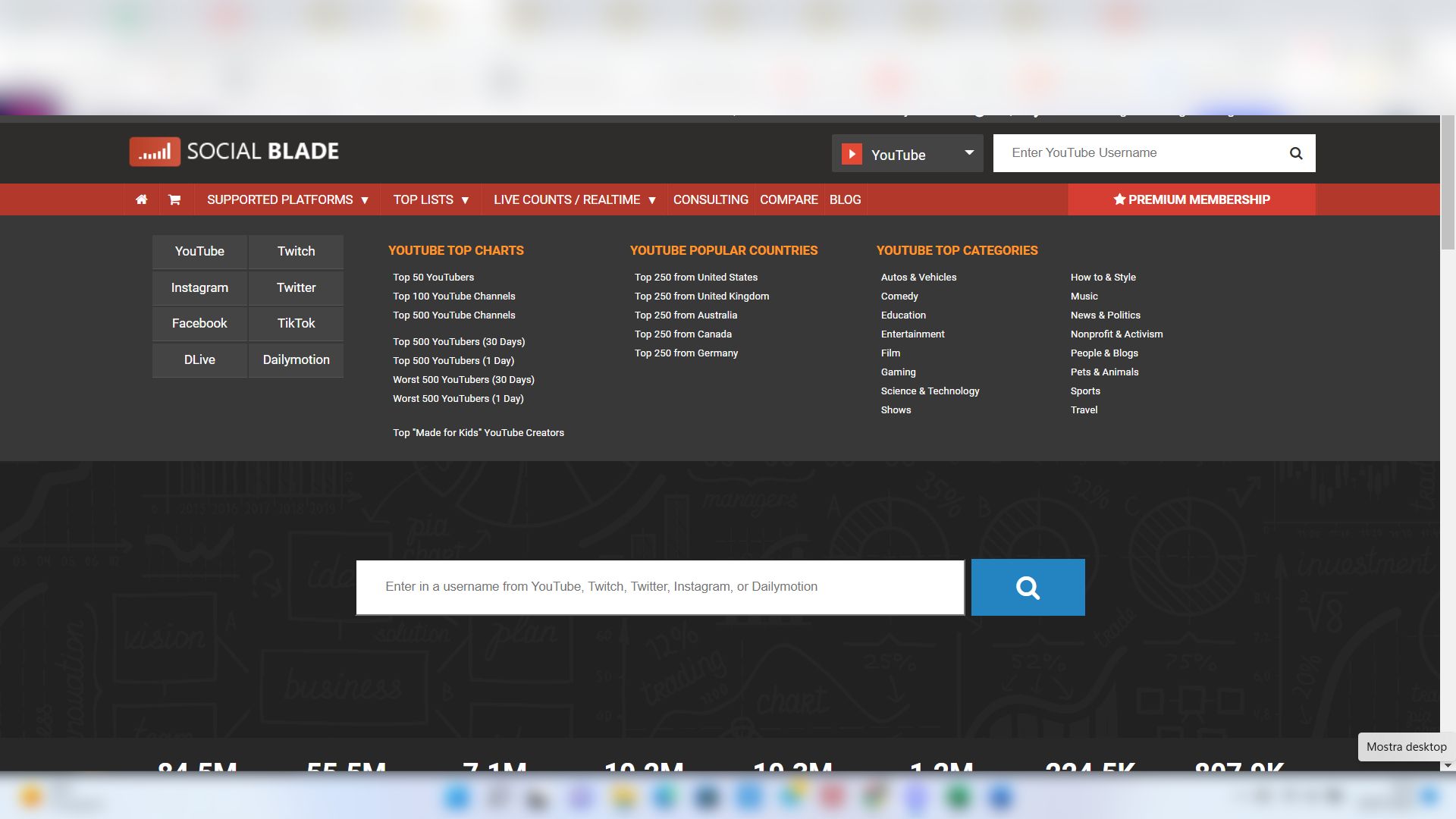 Top list in Social Blade Top list in Social Blade