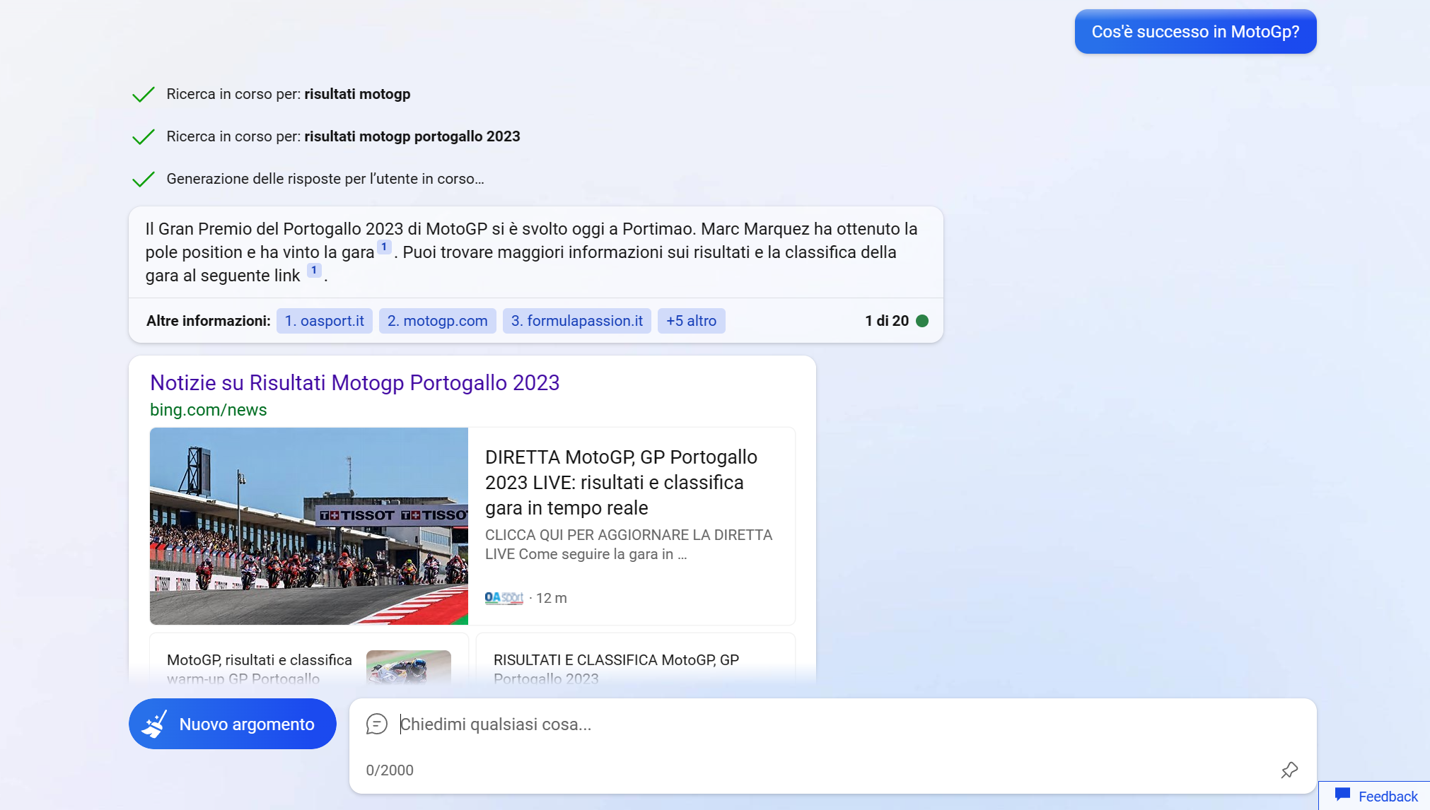 Attualità su Bing Chat AI