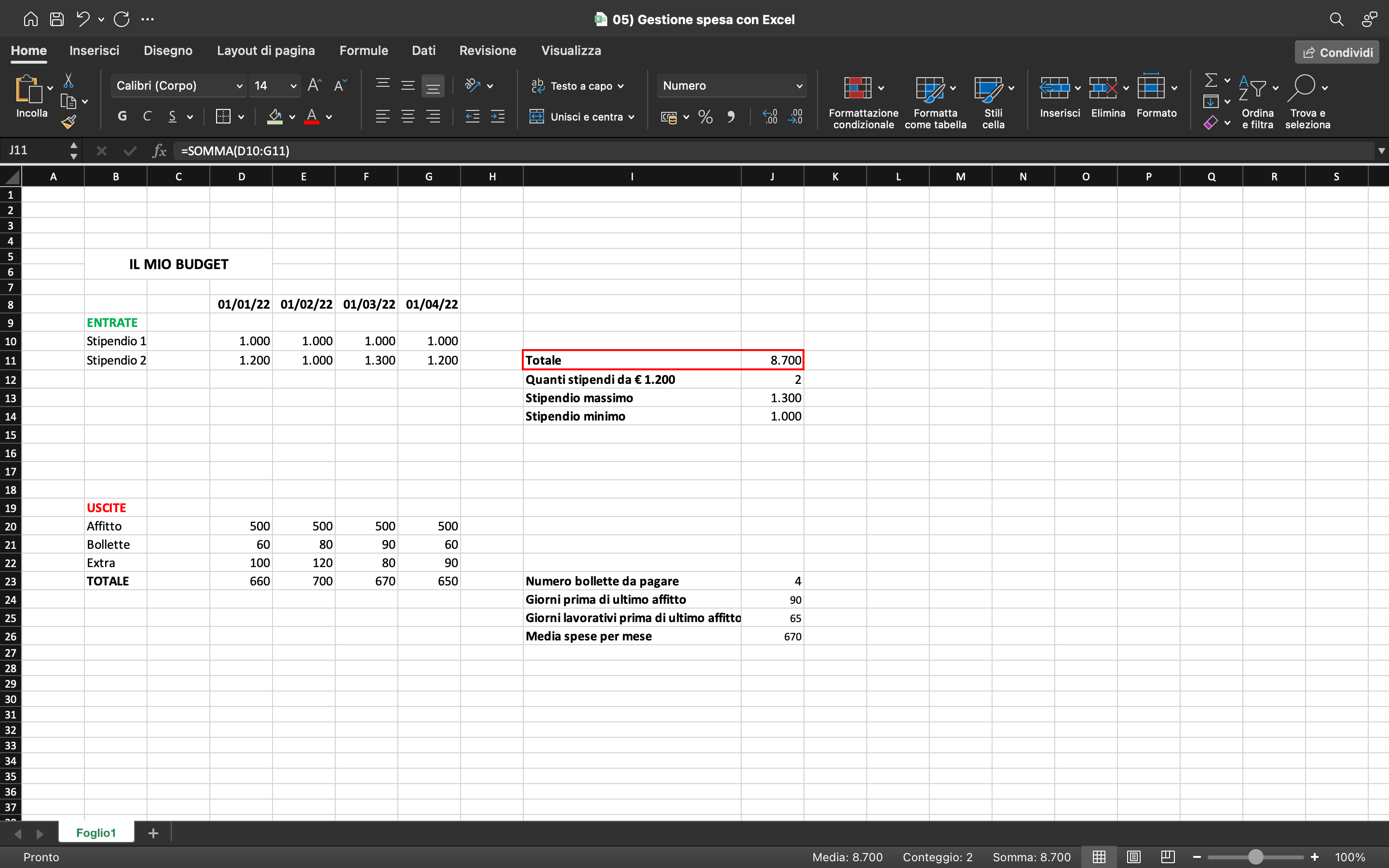 Gestione spese in Excel: come sommare o contare entrate e uscite Gestione spese in Excel: come sommare o contare entrate e uscite