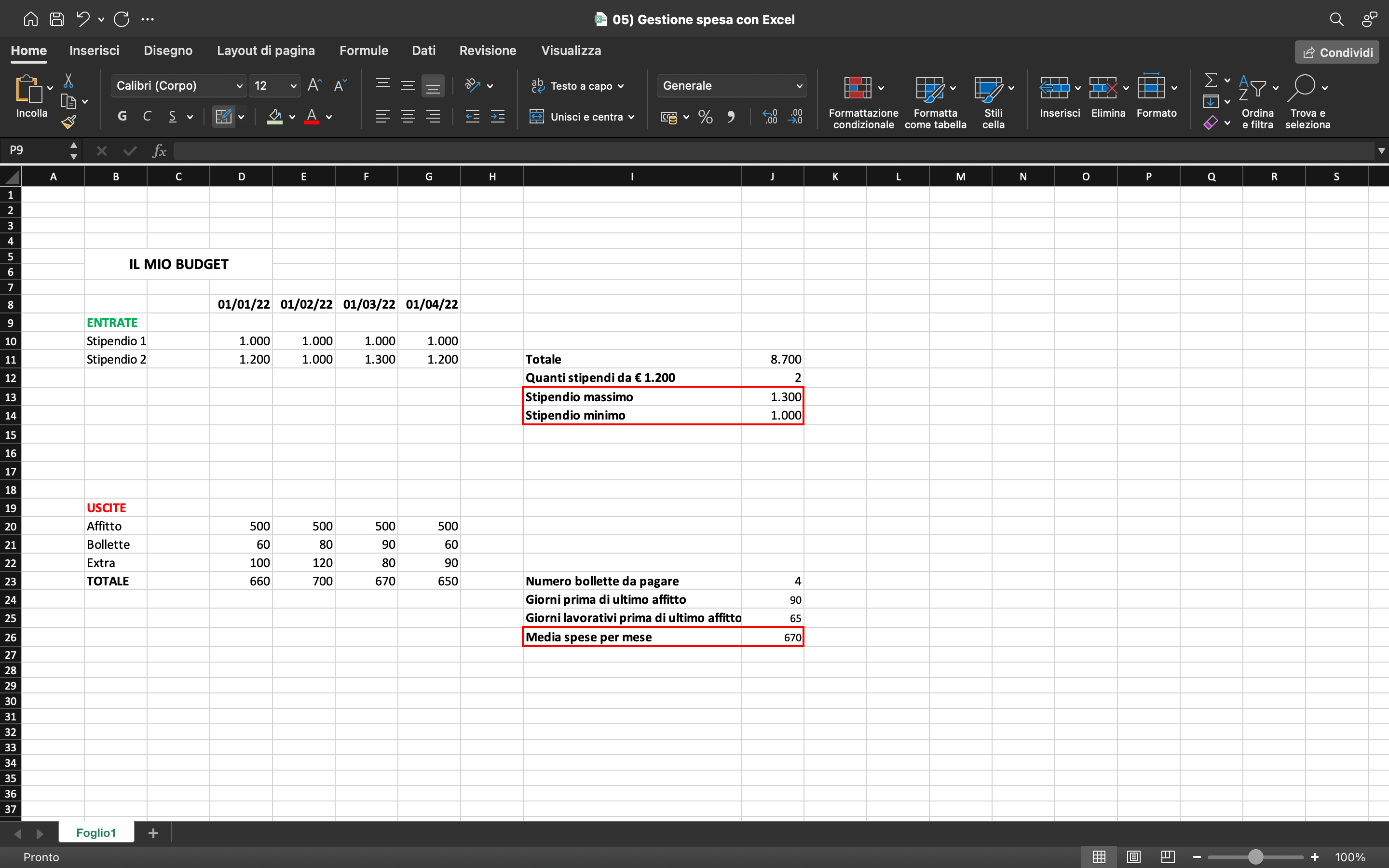Gestione spese in Excel: funzioni “MEDIA”, “MIN” e “MAX” Gestione spese in Excel: funzioni “MEDIA”, “MIN” e “MAX”