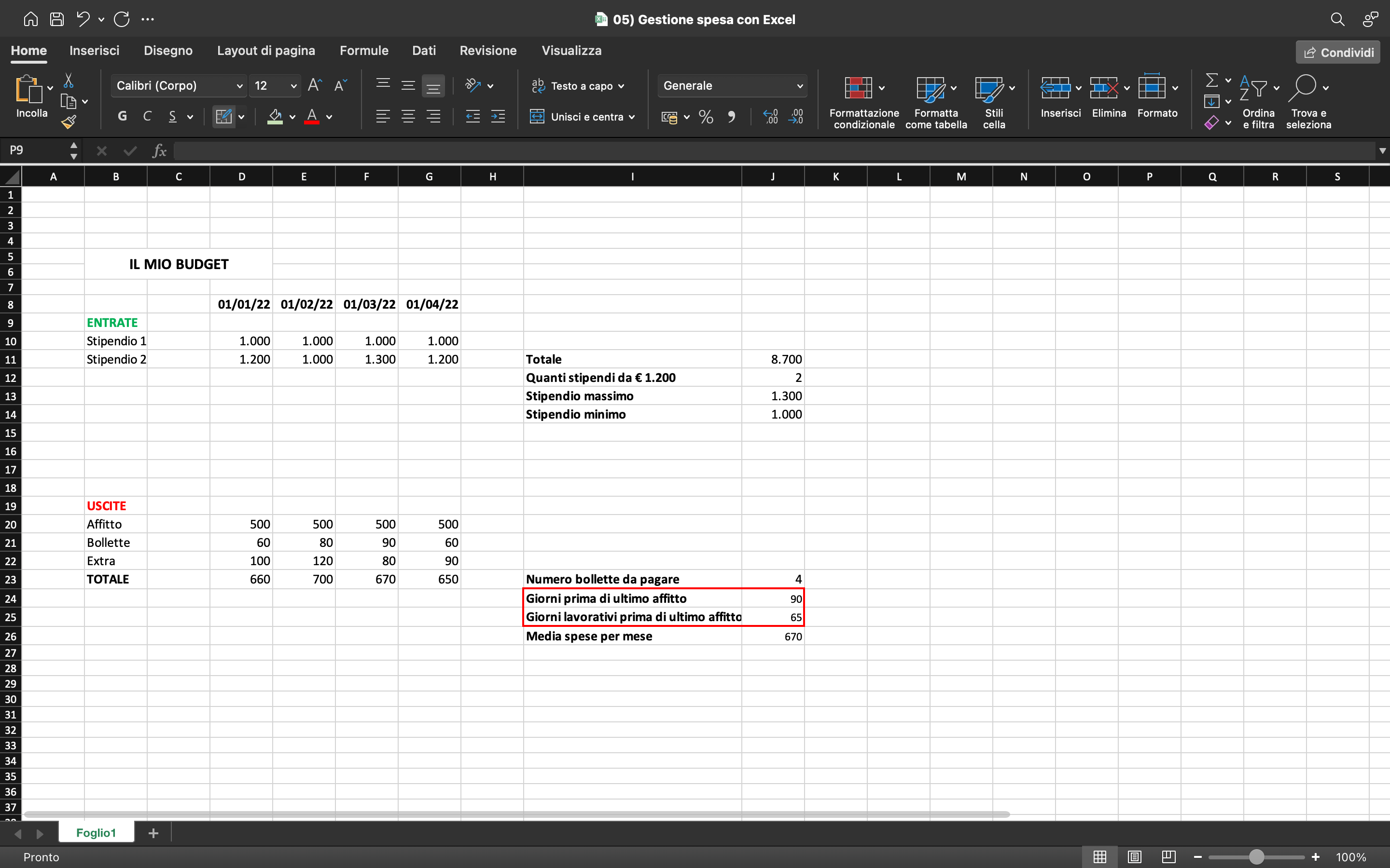 Gestione spese in Excel: contare i giorni Gestione spese in Excel: contare i giorni