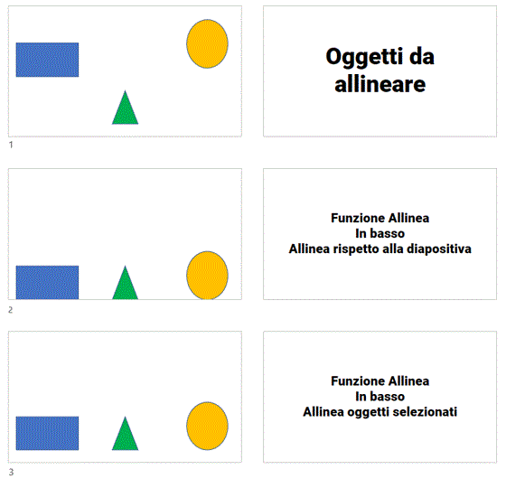 La funzione Allinea La funzione Allinea