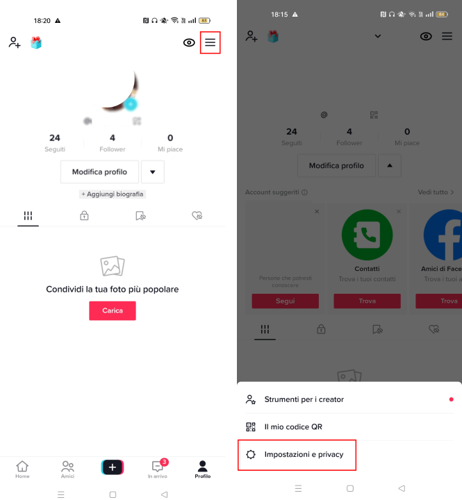 Accedere alle Impostazioni