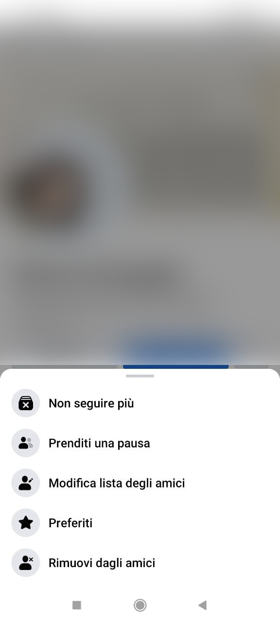 Smettere di seguire su Facebook da applicazione Smettere di seguire su Facebook da applicazione
