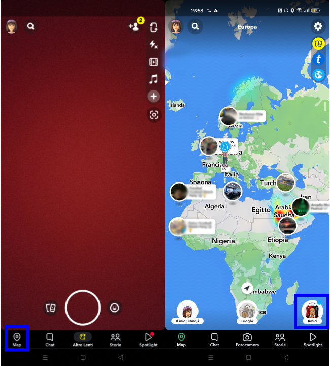 Accedere alla snap map di Snapchat Accedere alla snap map di Snapchat
