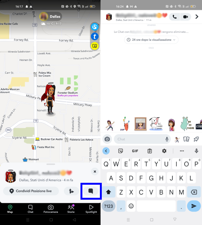 Chat di Snapchat