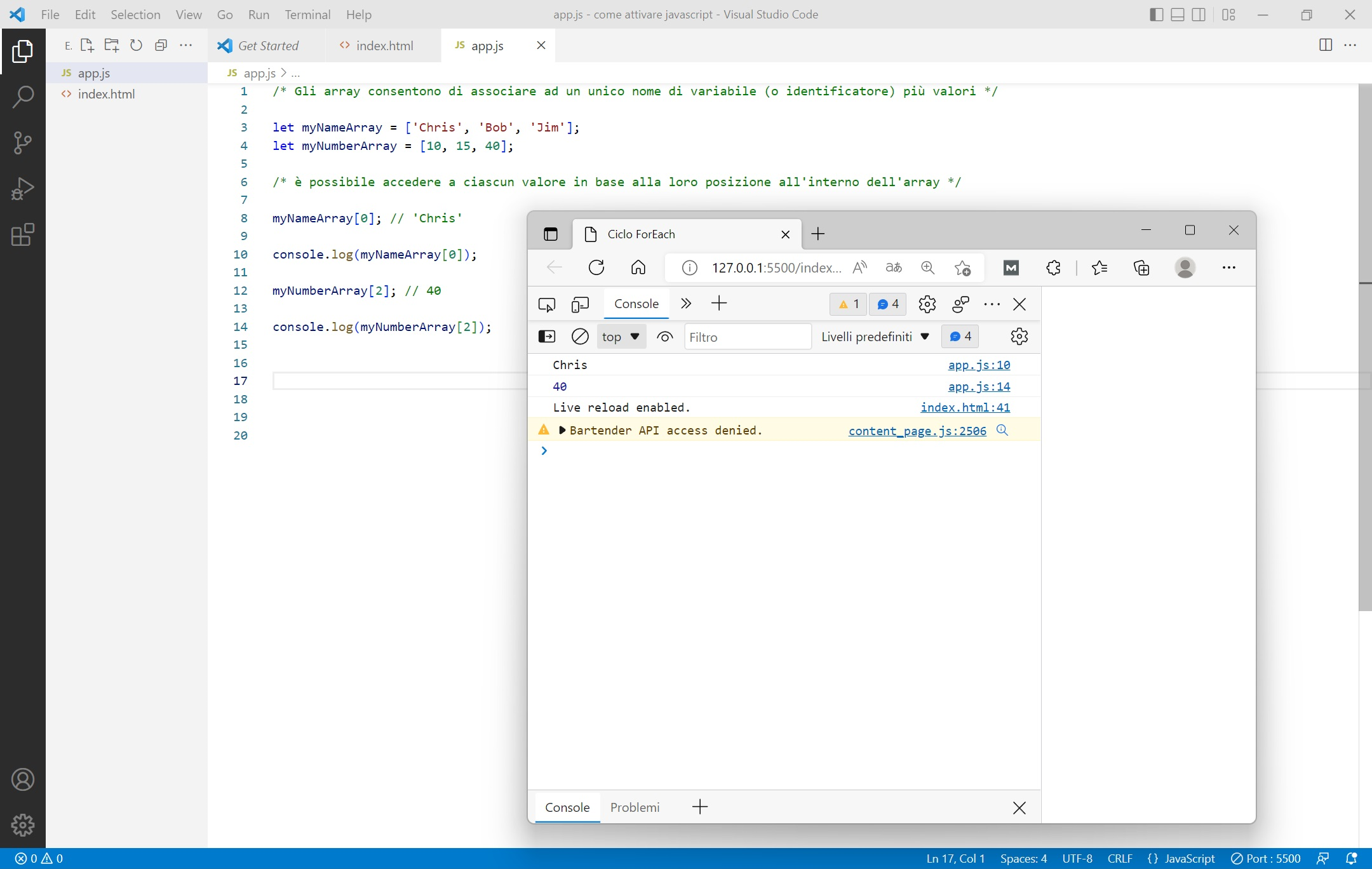 Codice javascript