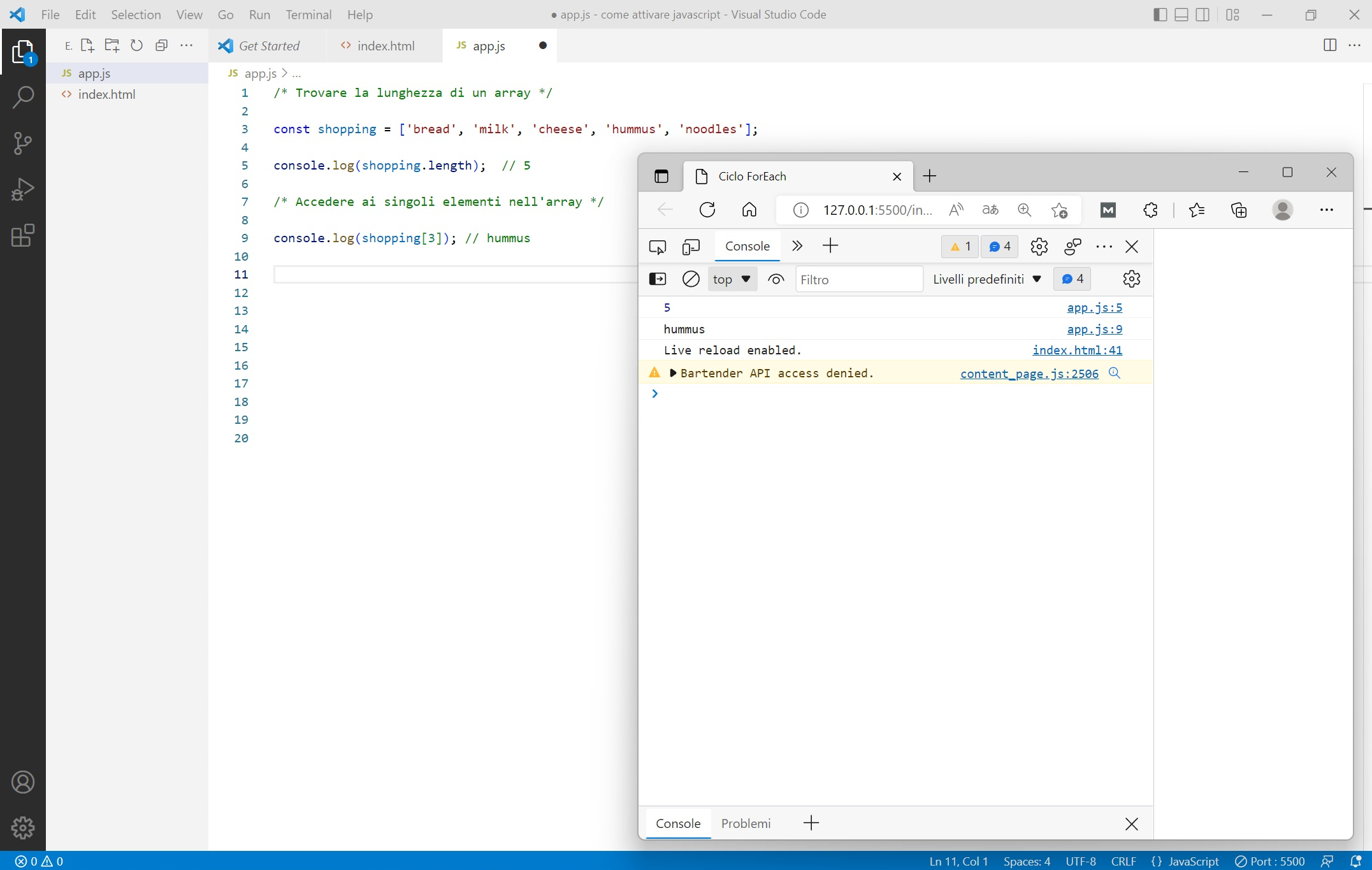 Codice javascript