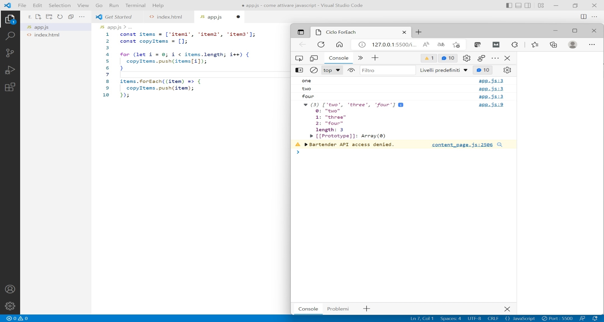 Codice javascript