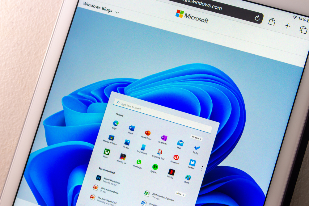 Schermata accesso app Windows 11 su tablet