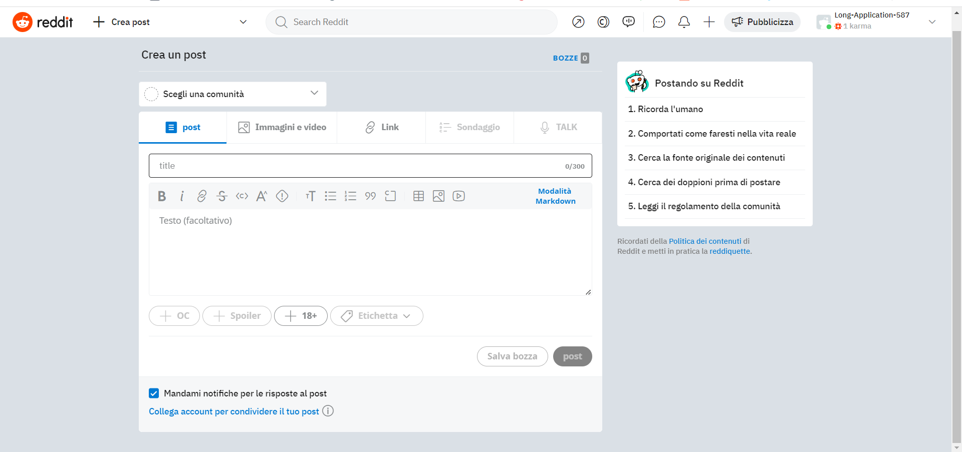 Pubblicare su reddit Pubblicare su reddit
