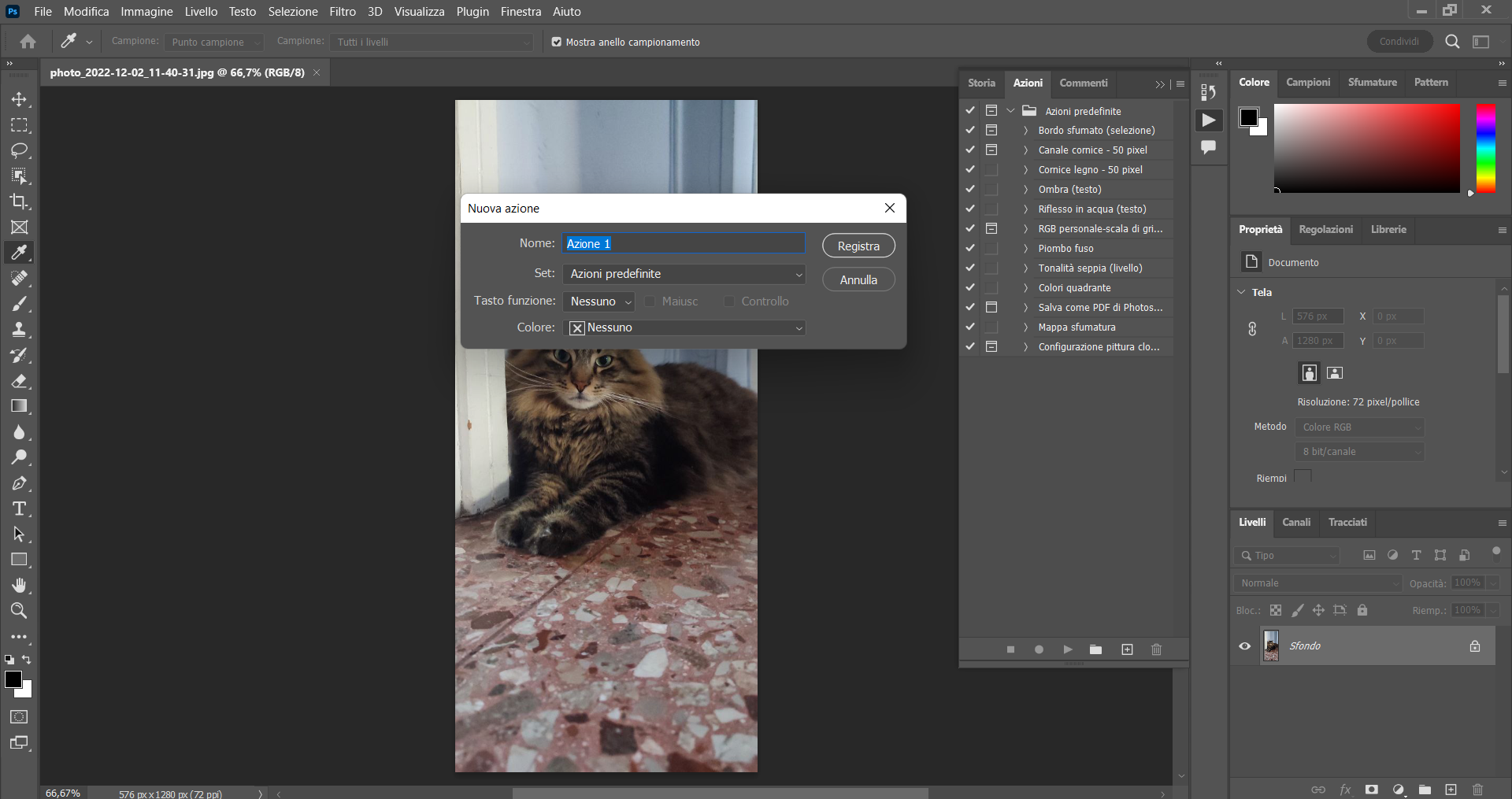 Creare un'azione di Photoshop
