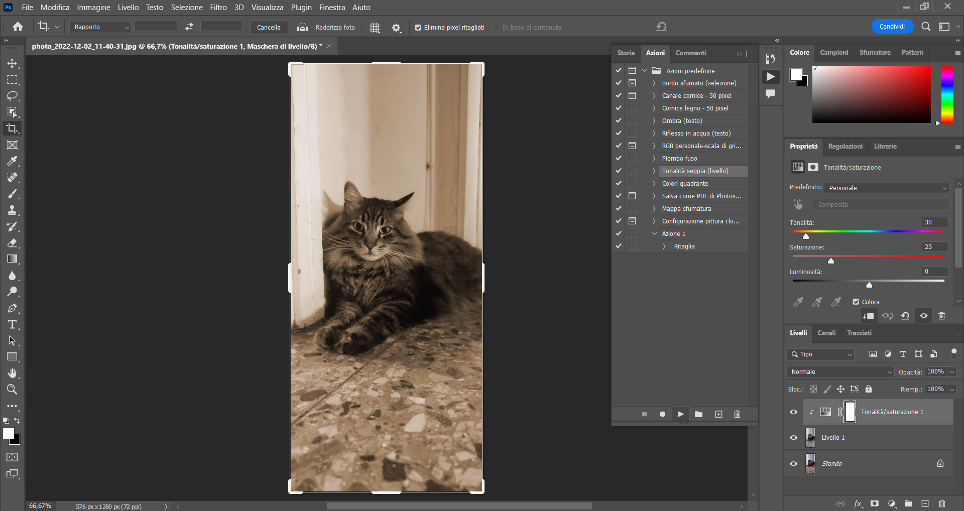 Utilizzare azione su Photoshop