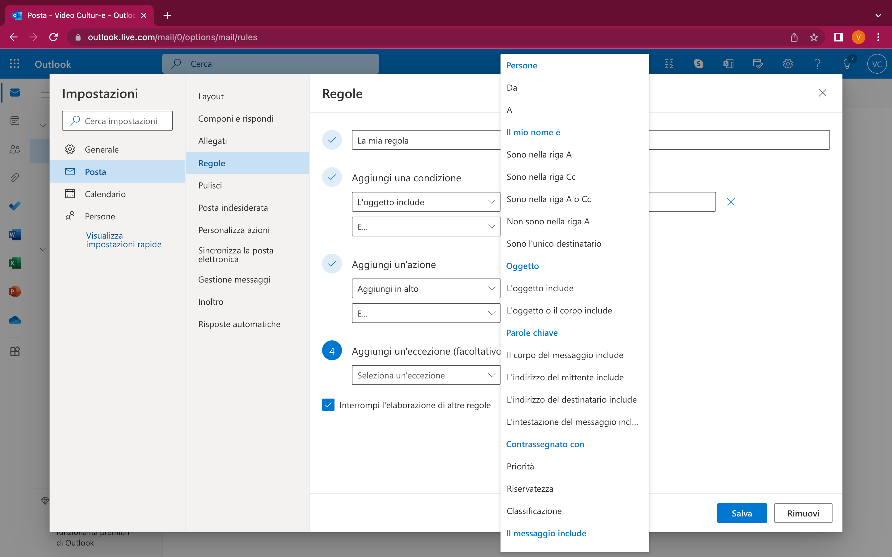Le eccezioni di Outlook