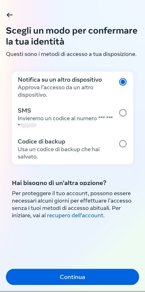 Accesso da app a facebook senza pass