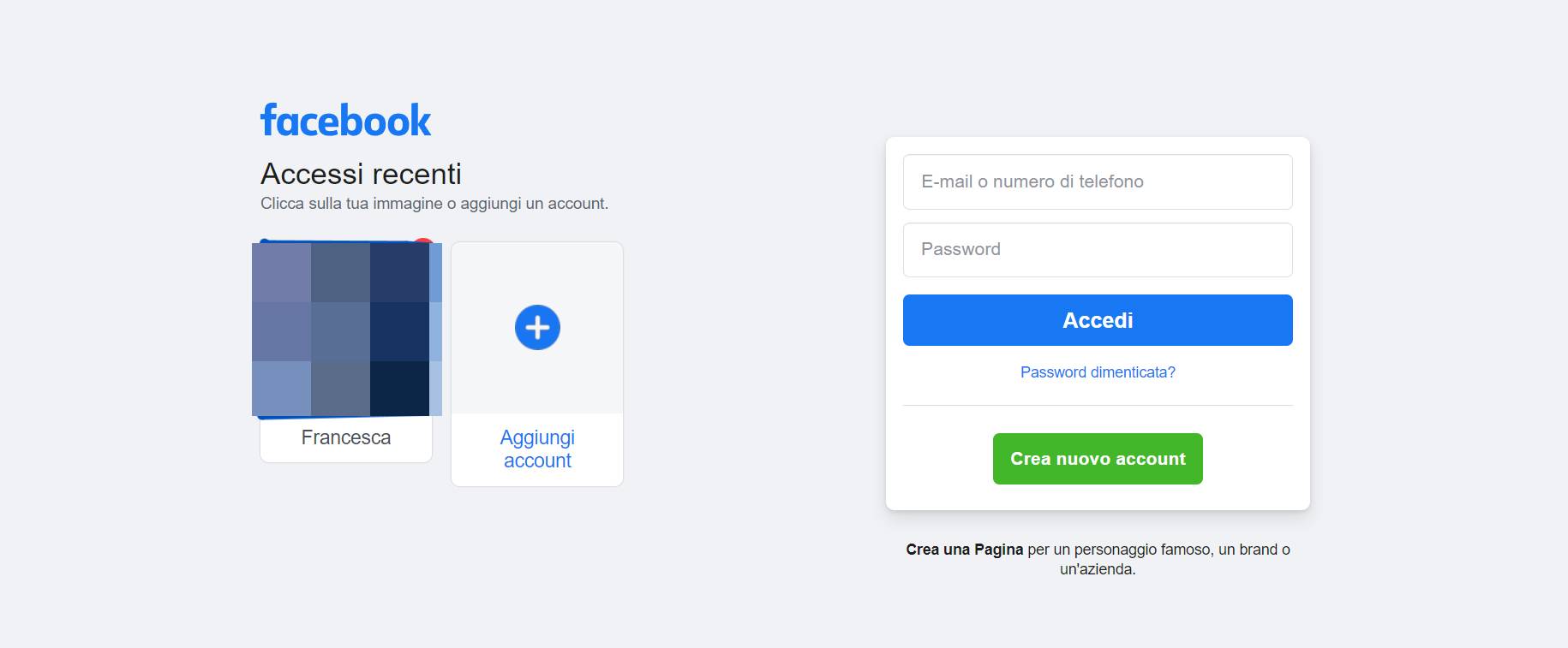 Login a facebook