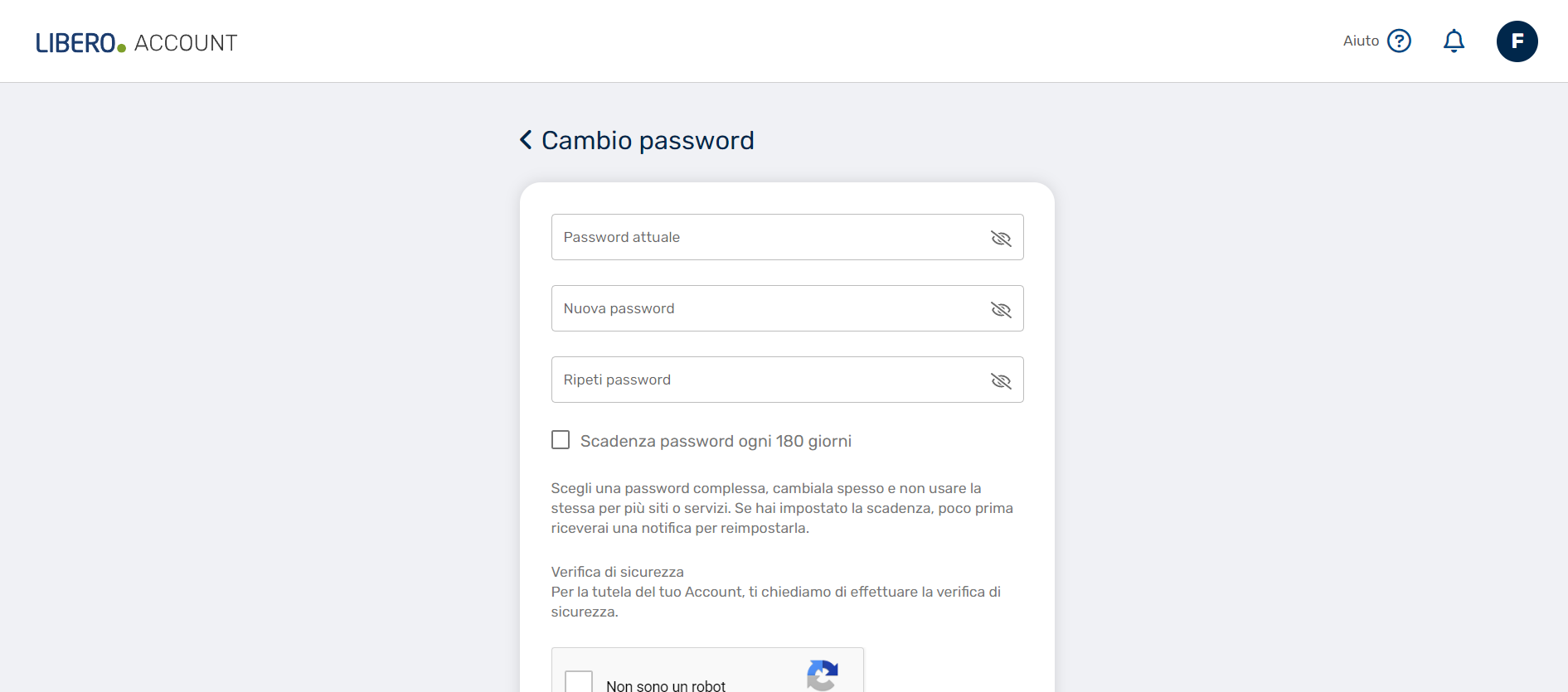 Cambiare password libero mail