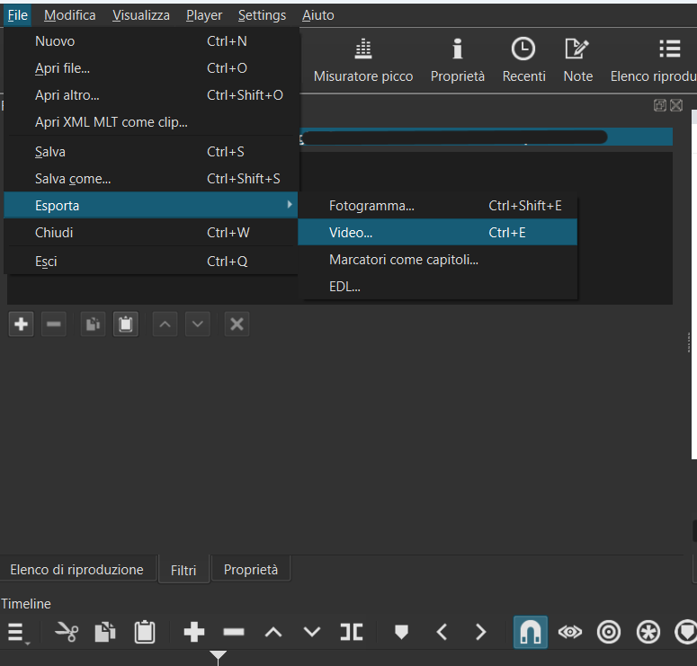 Salvare progetto shotcut Salvare progetto shotcut