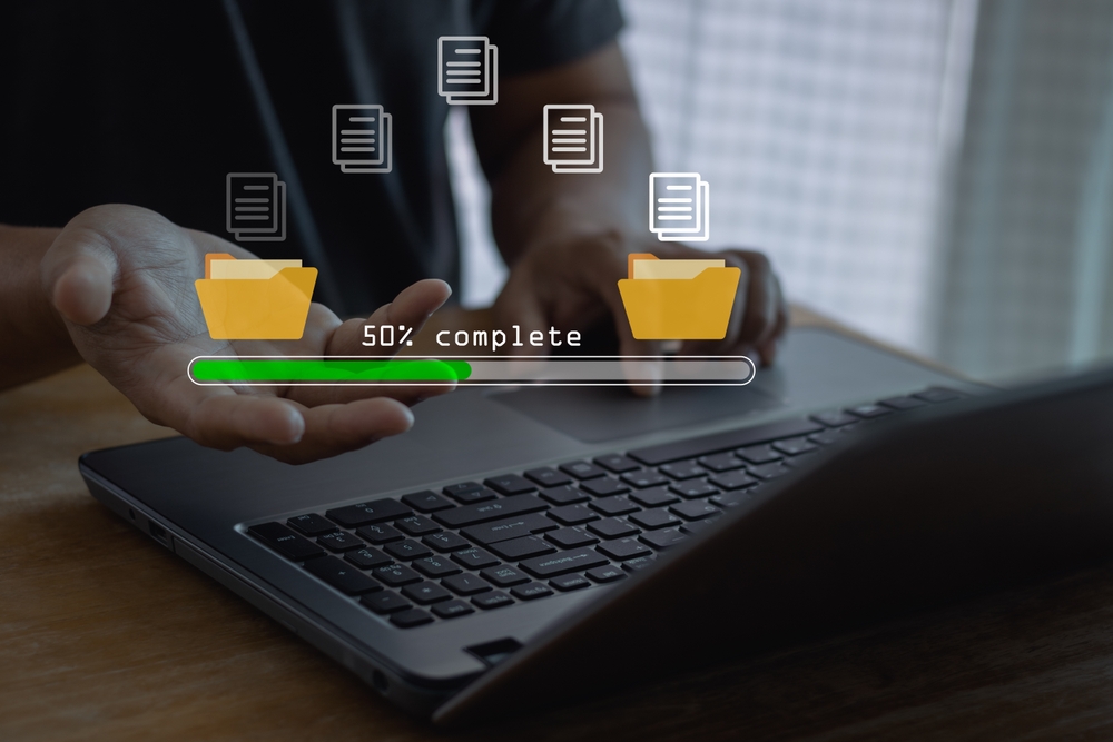 Processo di trasferimento file completato al 50% Processo di trasferimento file completato al 50%