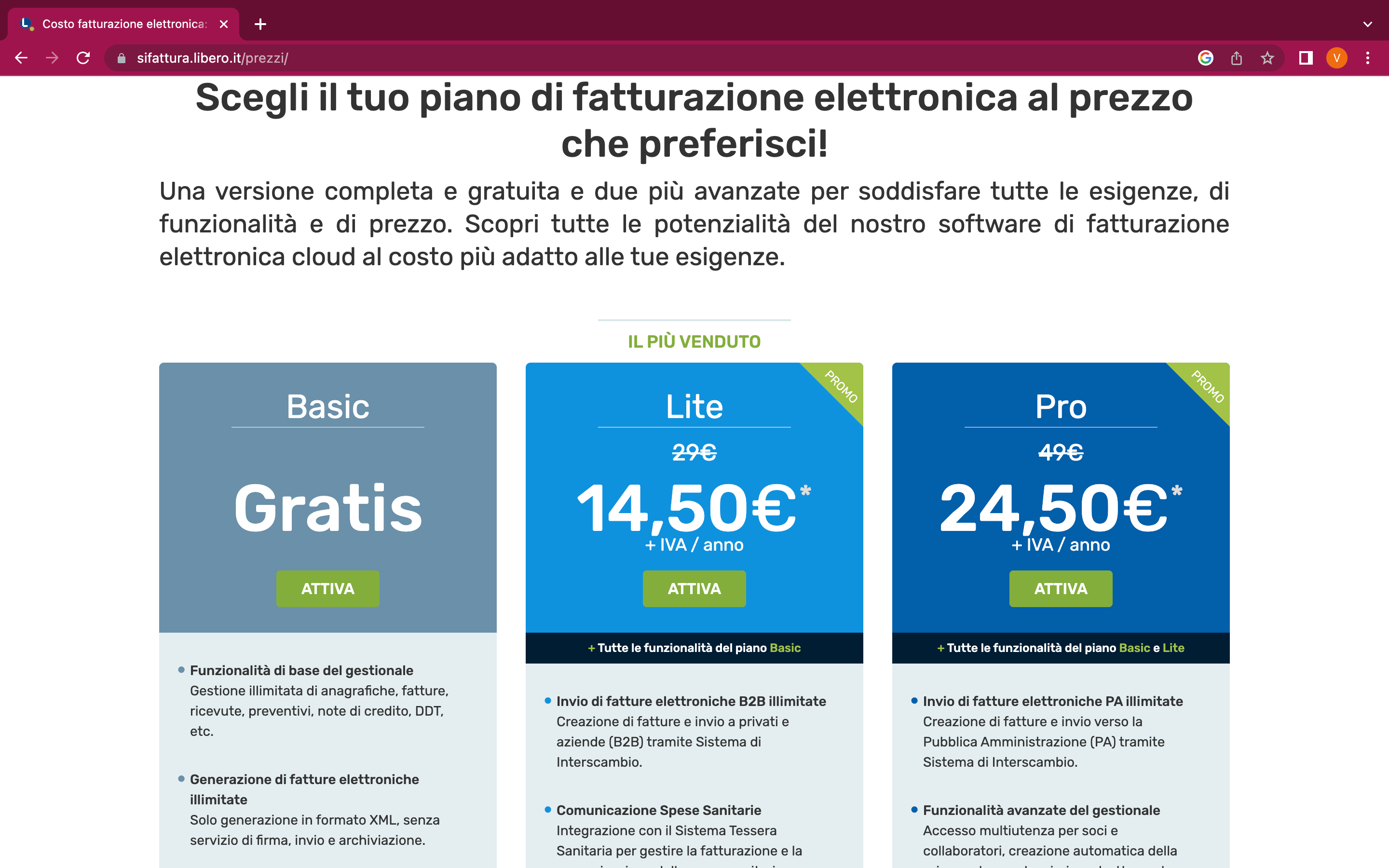 Libero SiFattura Lite e Pro per fatturazione elettronica