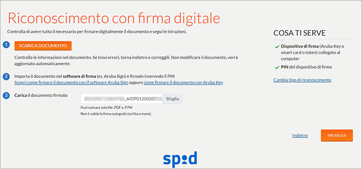 SPID Aruba riconoscimento firma digitale