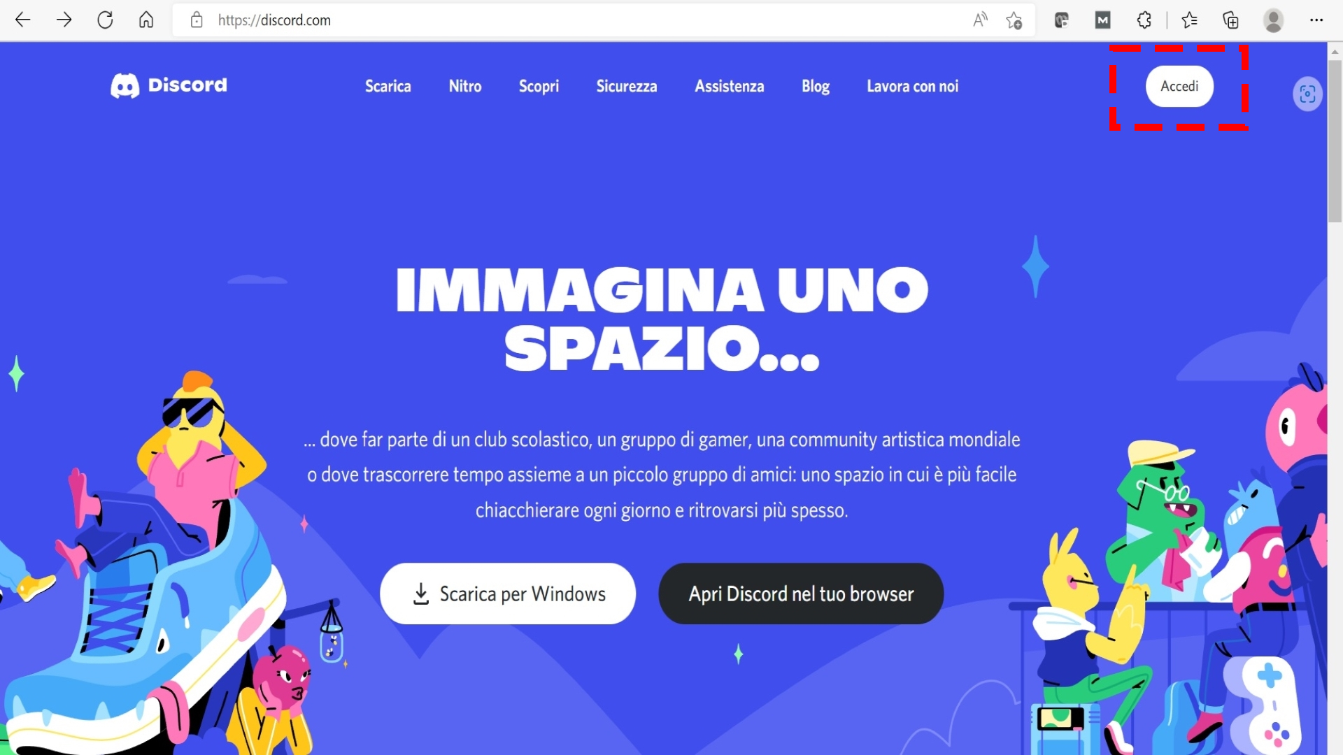 Discord home page Discord home page