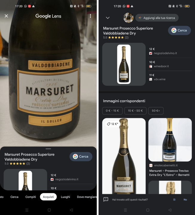Inquadrare prodotti per acquisto online con Google Lens