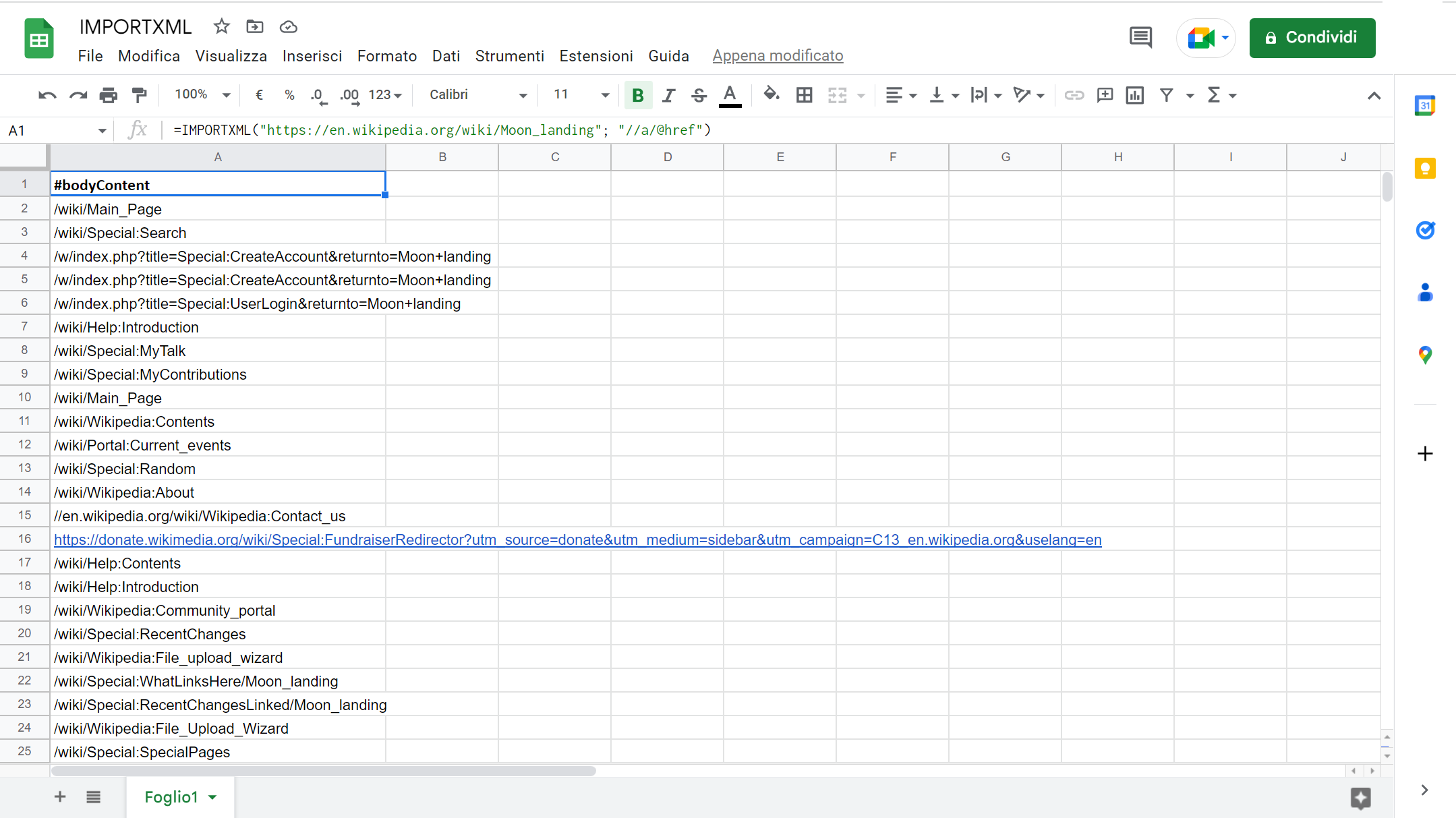 Usare IMPORTXML su Fogli Google per l’import automatico