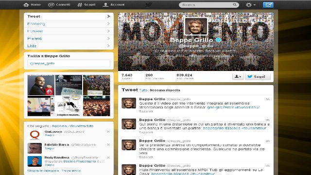 l'account Twitter di Beppe Grillo