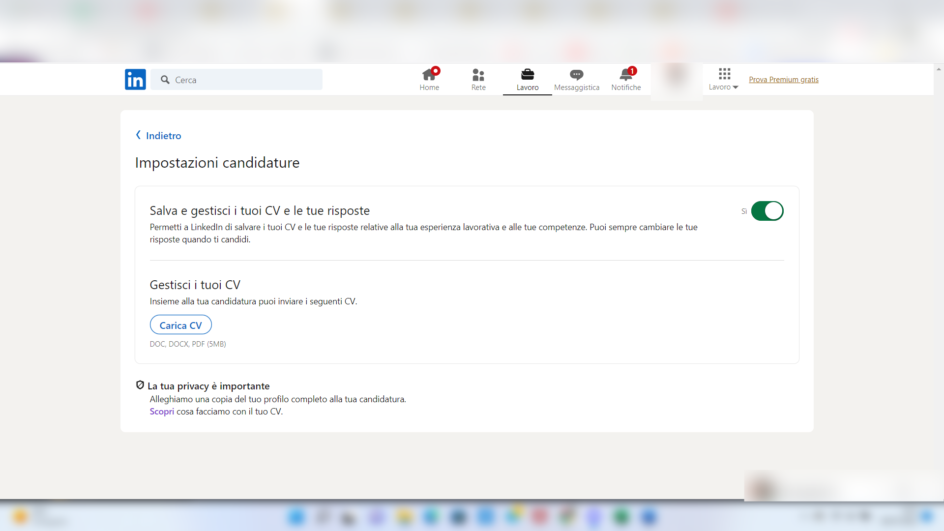 Curriculum vitae su LinkedIn