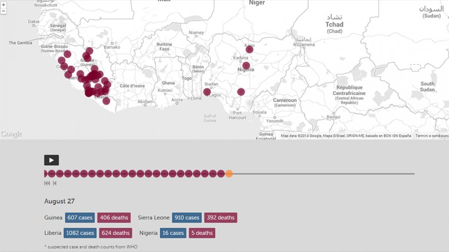 La mappa dell'Ebola