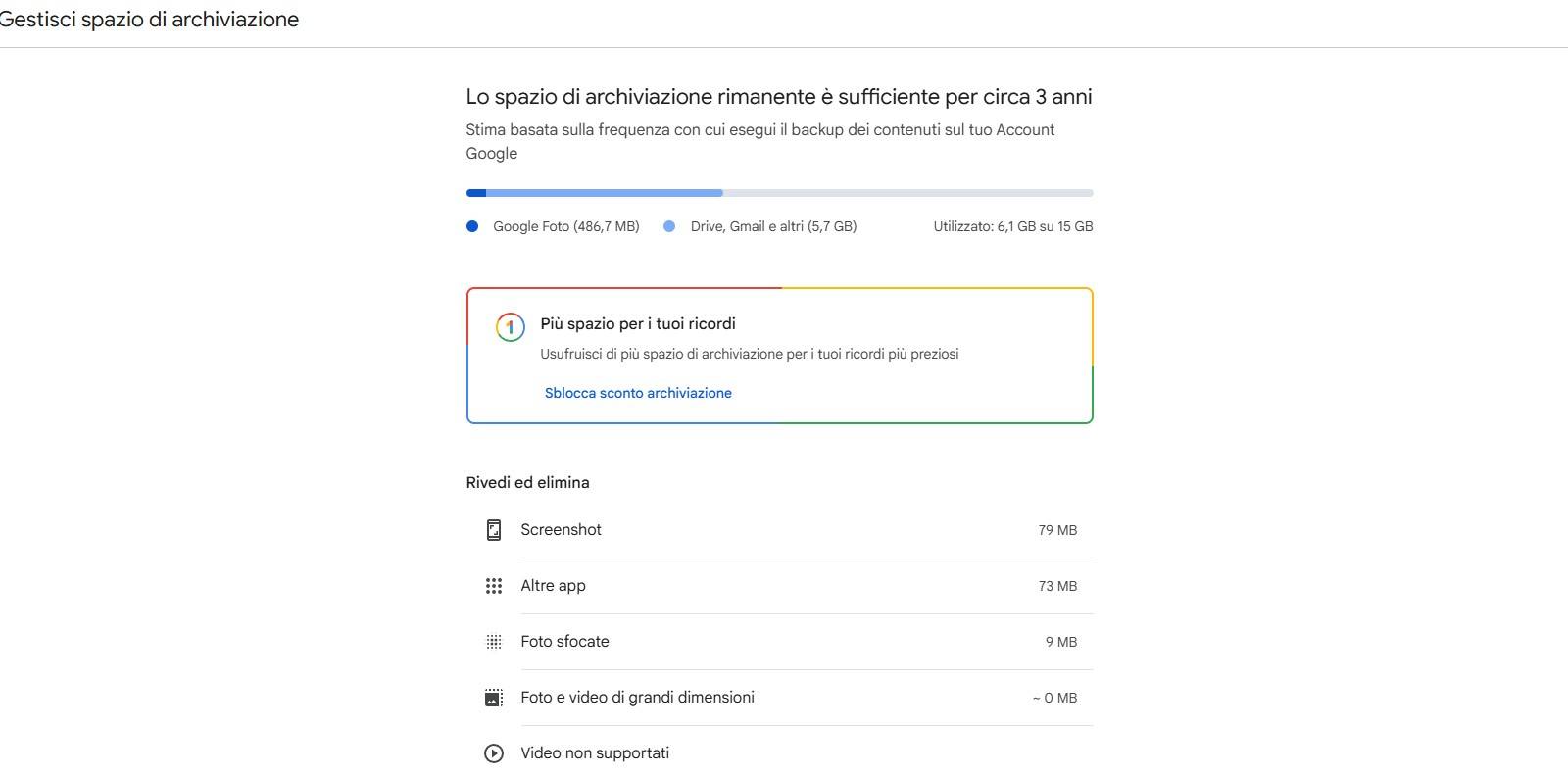 Gestione spazio google foto Gestione spazio google foto