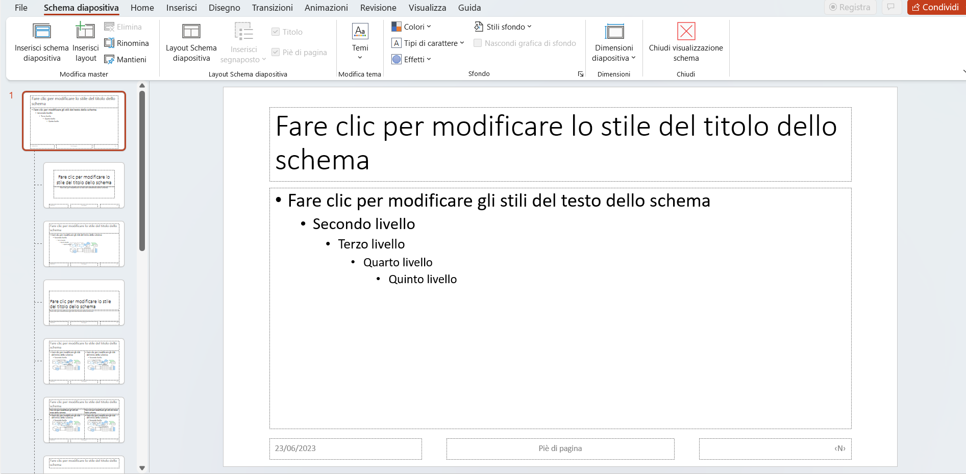Schema diapositiva su PowerPoin Schema diapositiva su PowerPoin