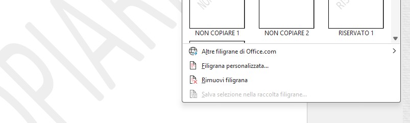 Rimuovere filigrana da word