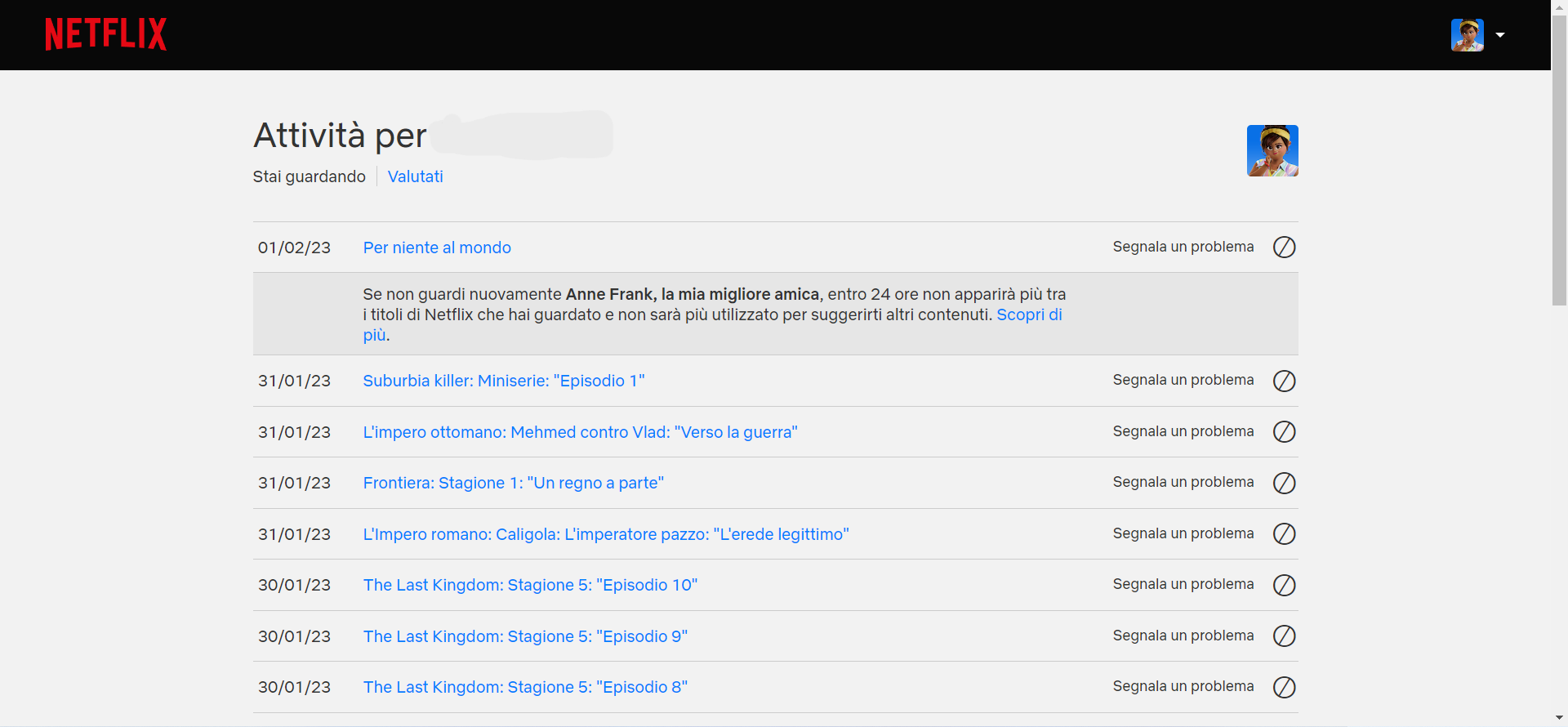 Cancellare la cronologia da Netflix