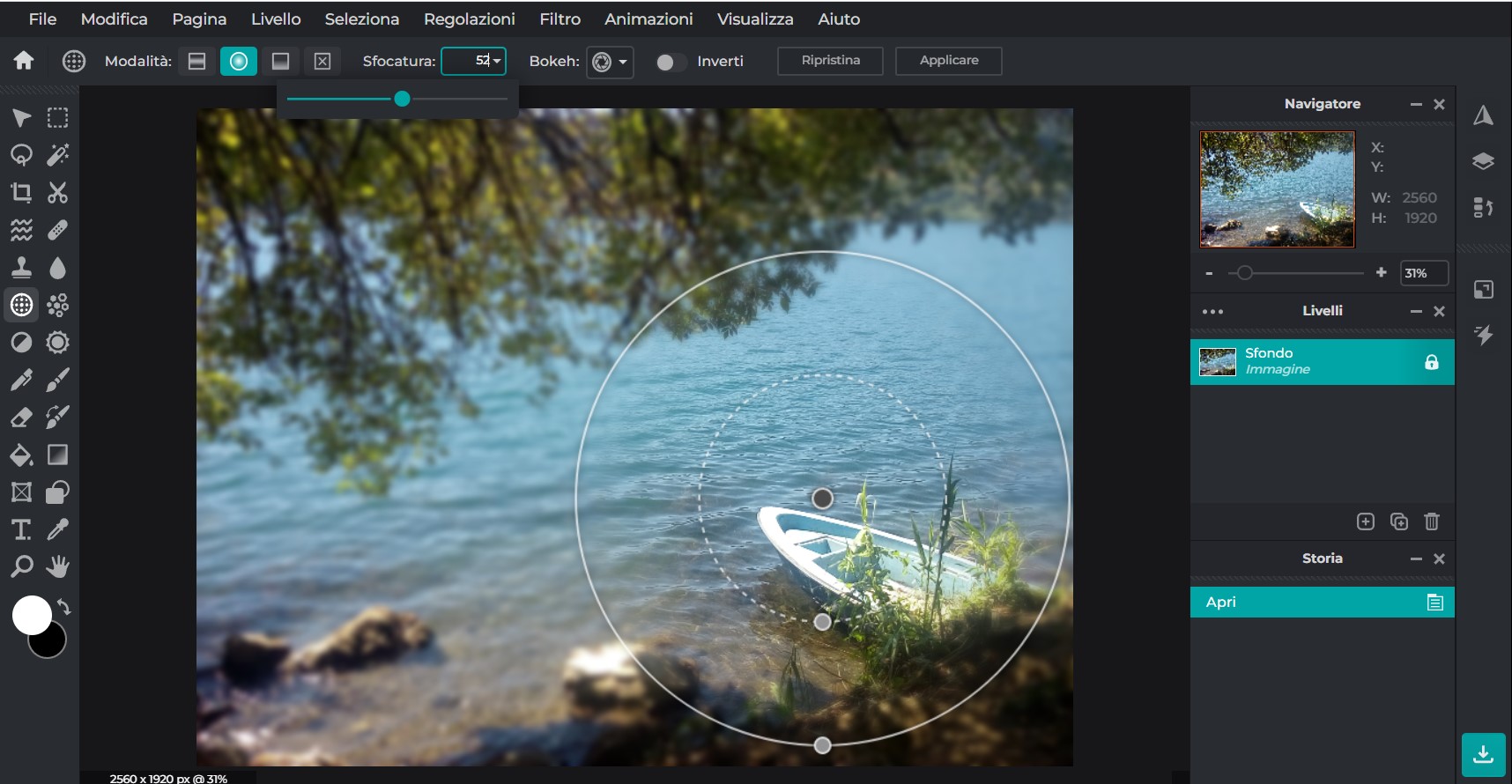 Pixlr E, sfocare sfondo Pixlr E, sfocare sfondo